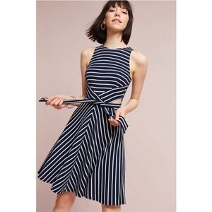 Anthropologie x Hutch Kinsley Blue and White Striped Cutout Dress Size Medium